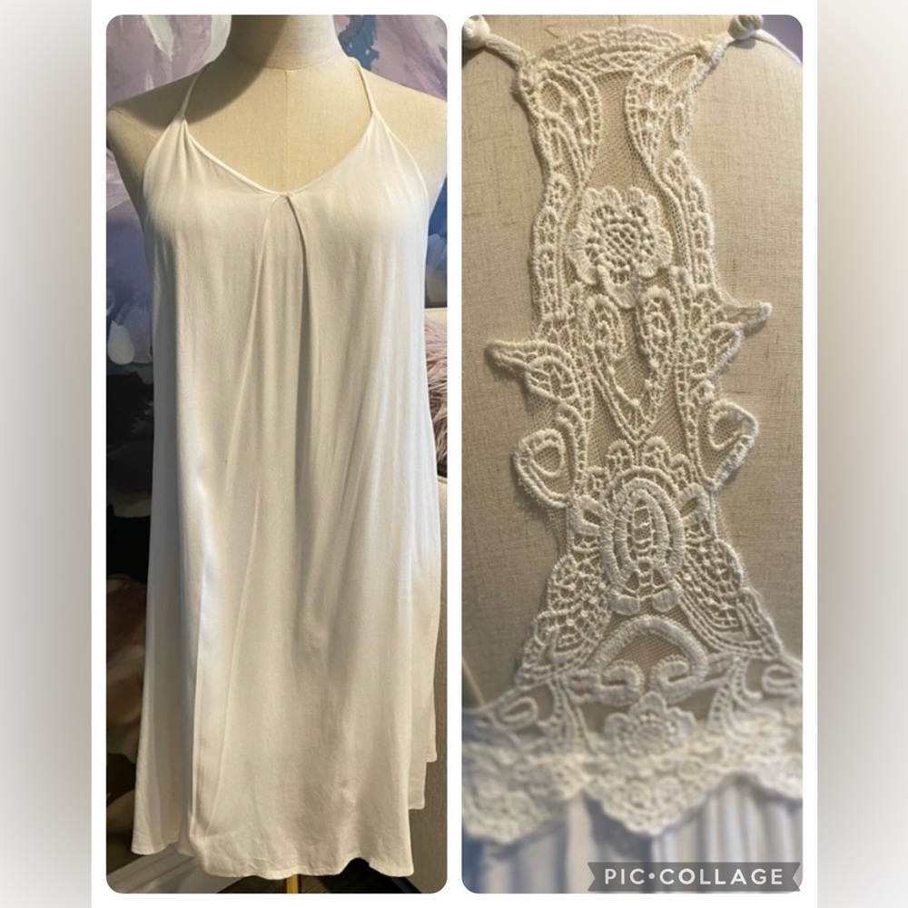 Dee Elle Ivory Lace Back Tank Dress